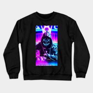 Neon Mask Face Artwork Crewneck Sweatshirt